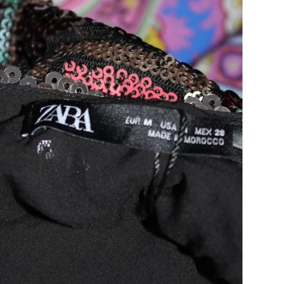 ZARA Blogger Favorite Geometric Print Sequin Mini Slip Dress Medium NEW Party - Picture 15 of 15